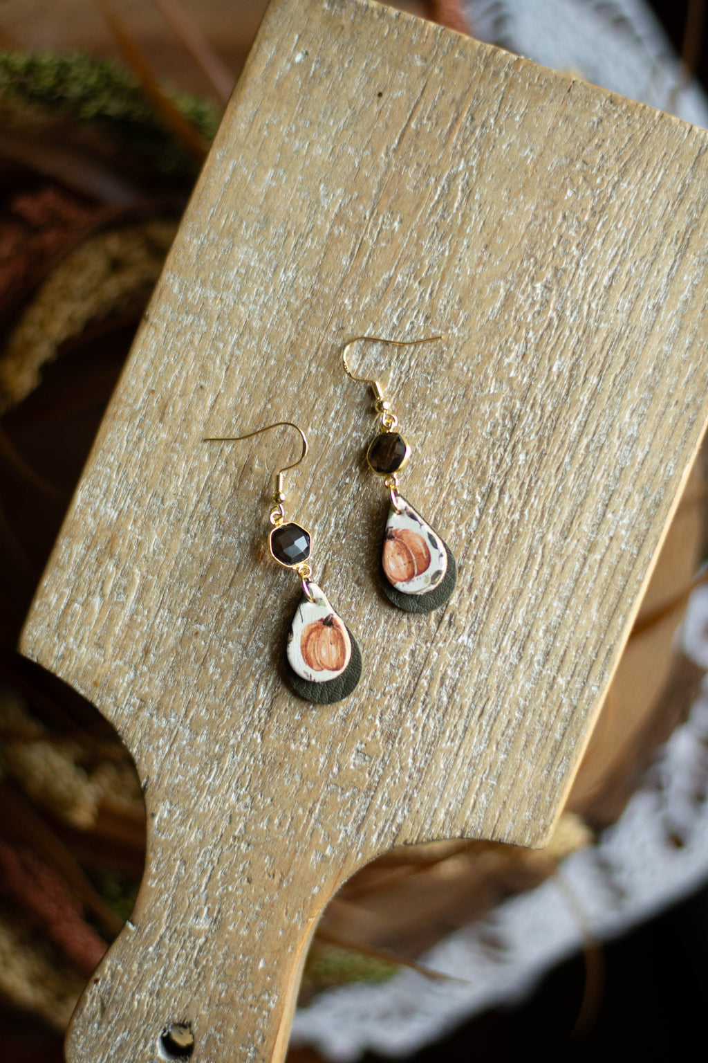 Pumpkin Mini Teardrop with Smoky Quartz Gemstone