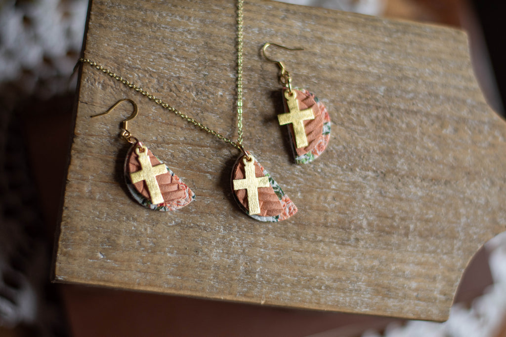Rose Floral Gold Cross
