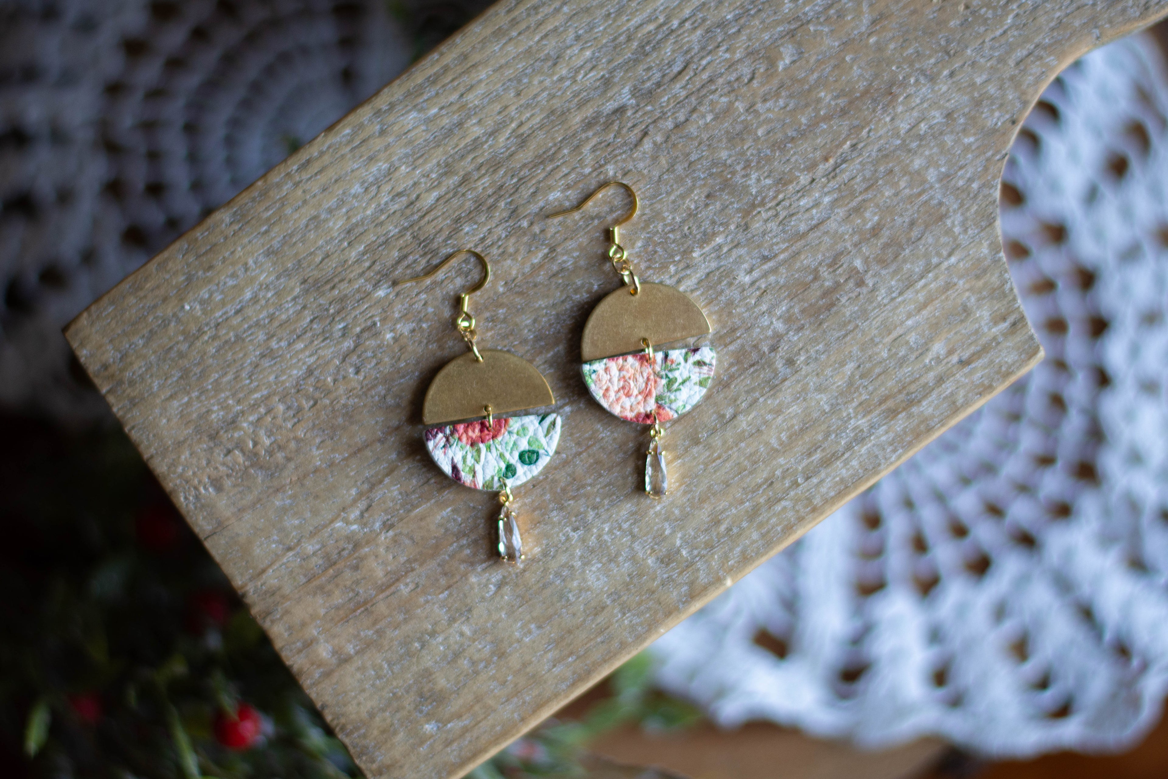 Winter Rose Semi Circle Dangle