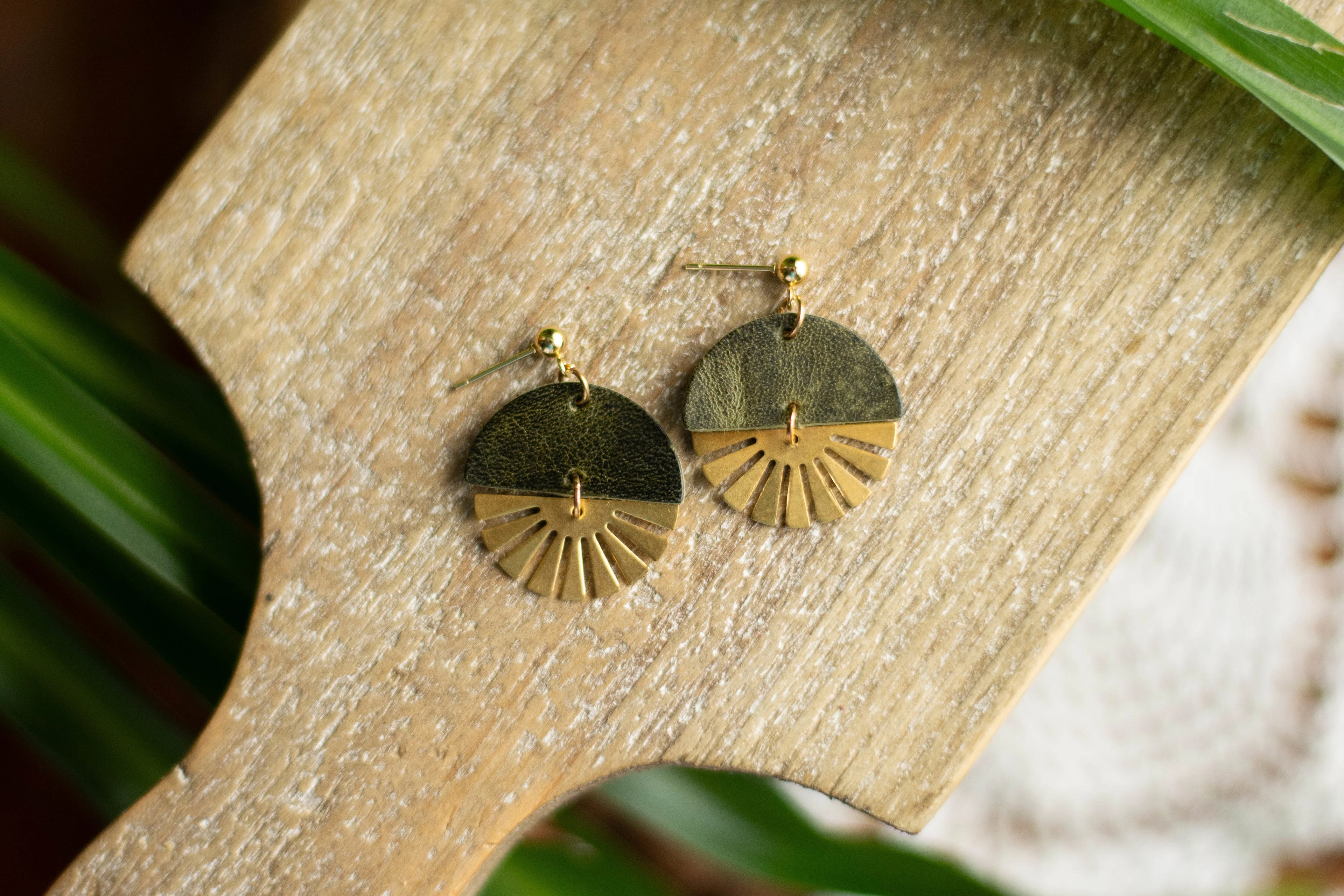 Sunbeam + Leather Earring