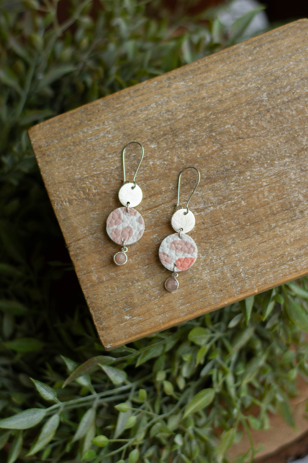 Pink Print + Peach Gemstone