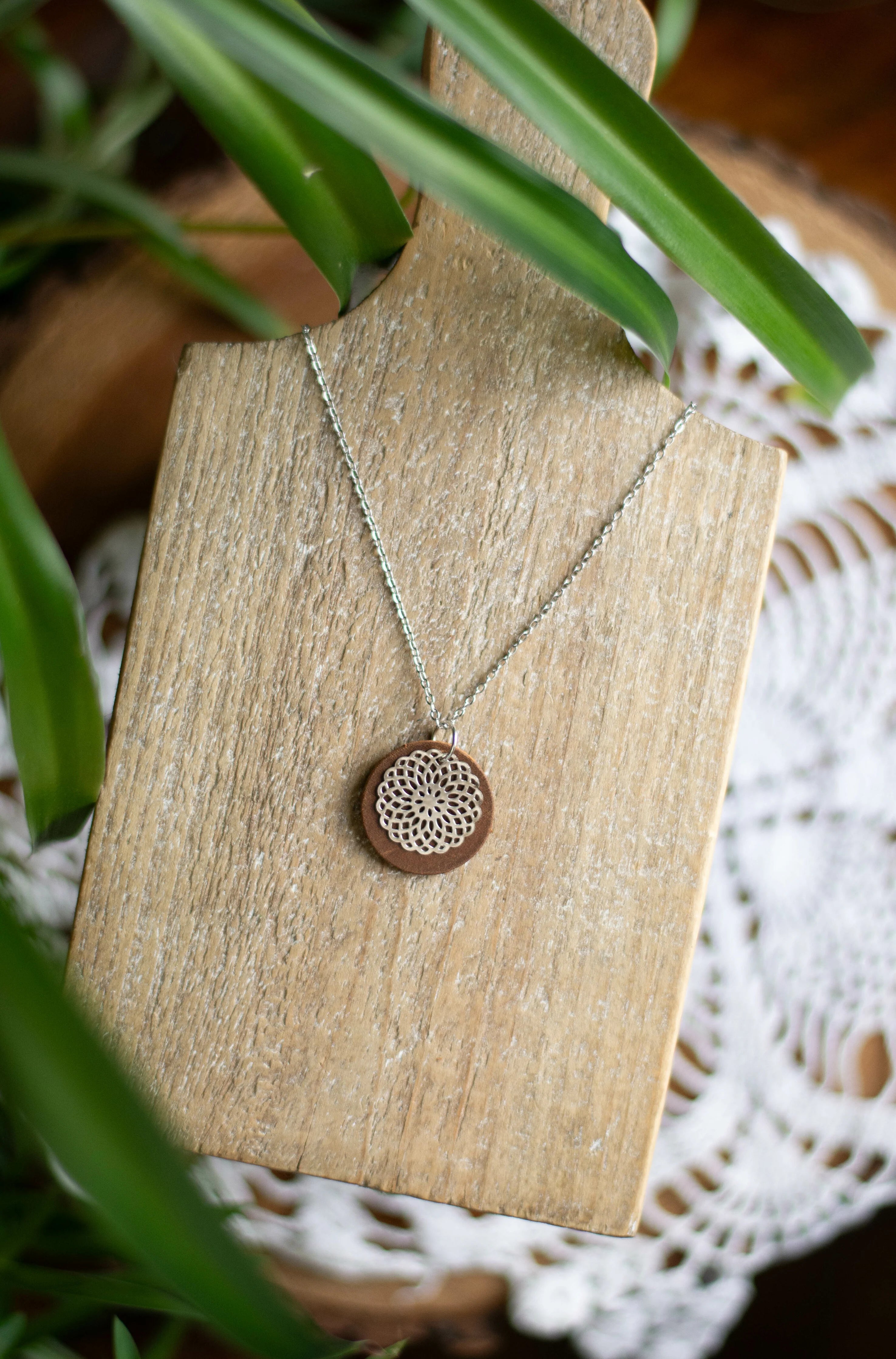 Silver Doilie Dangle Set