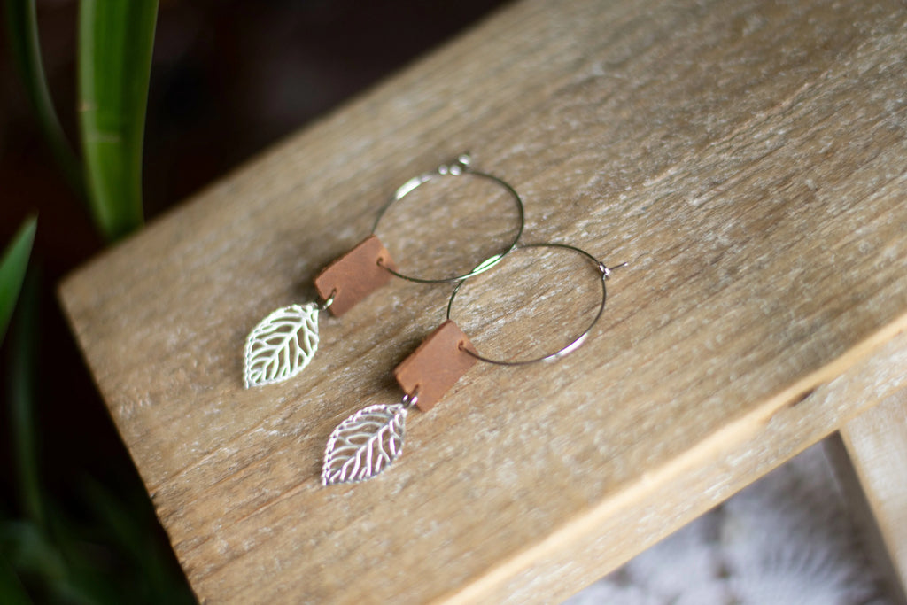 Rustic Leaf Hoop Set