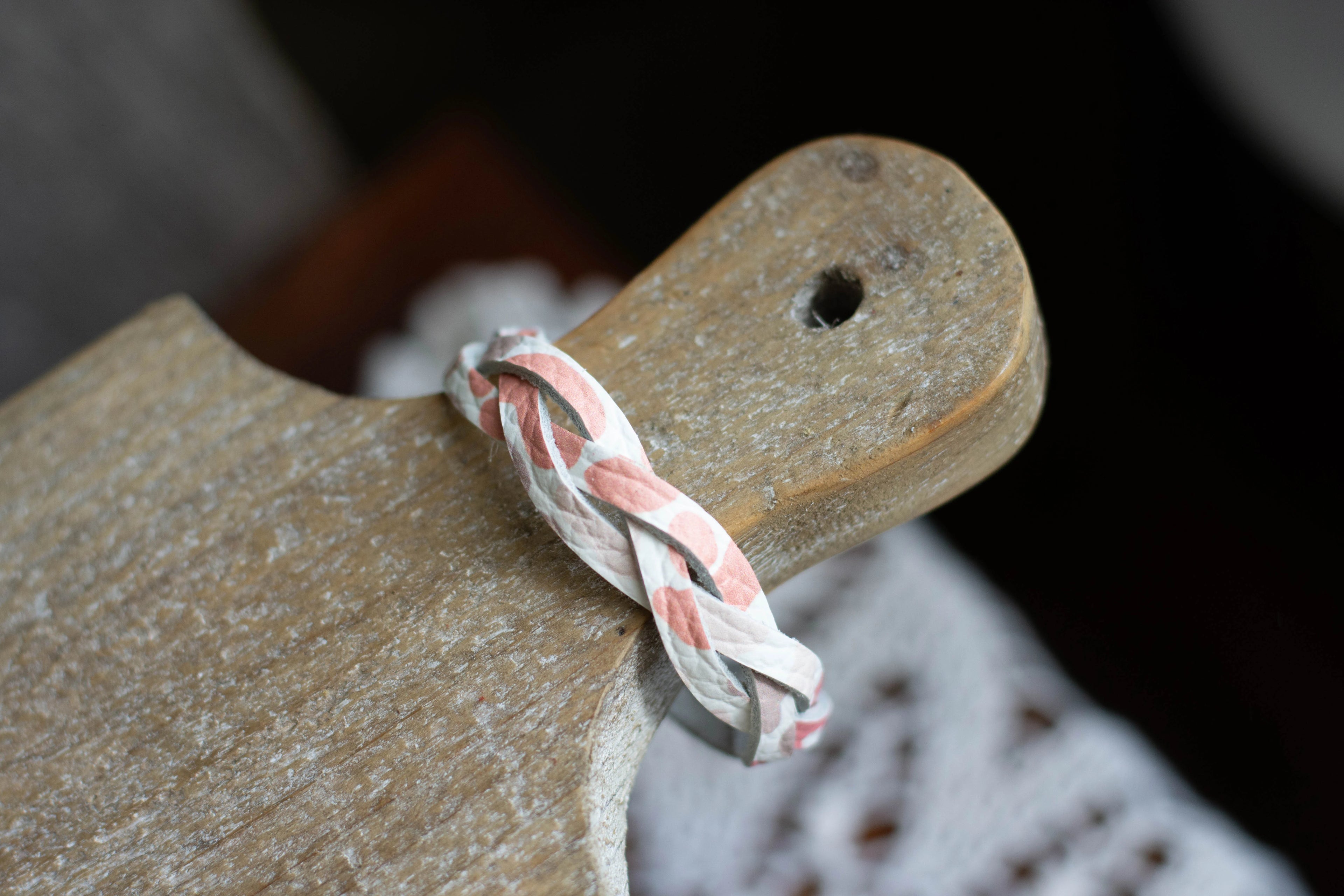 S/M- Pink Print Leather Bracelet