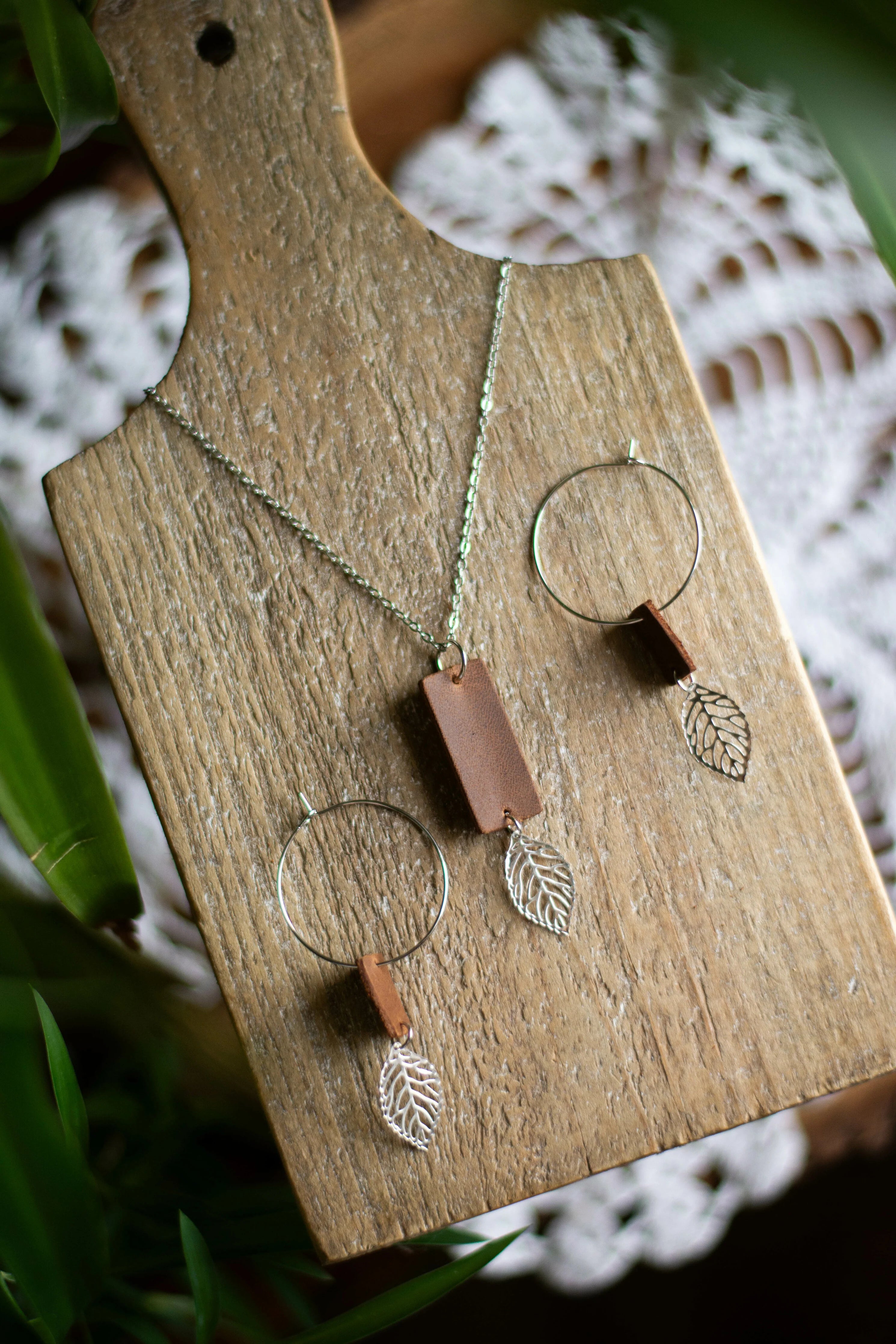 Rustic Leaf Hoop Set