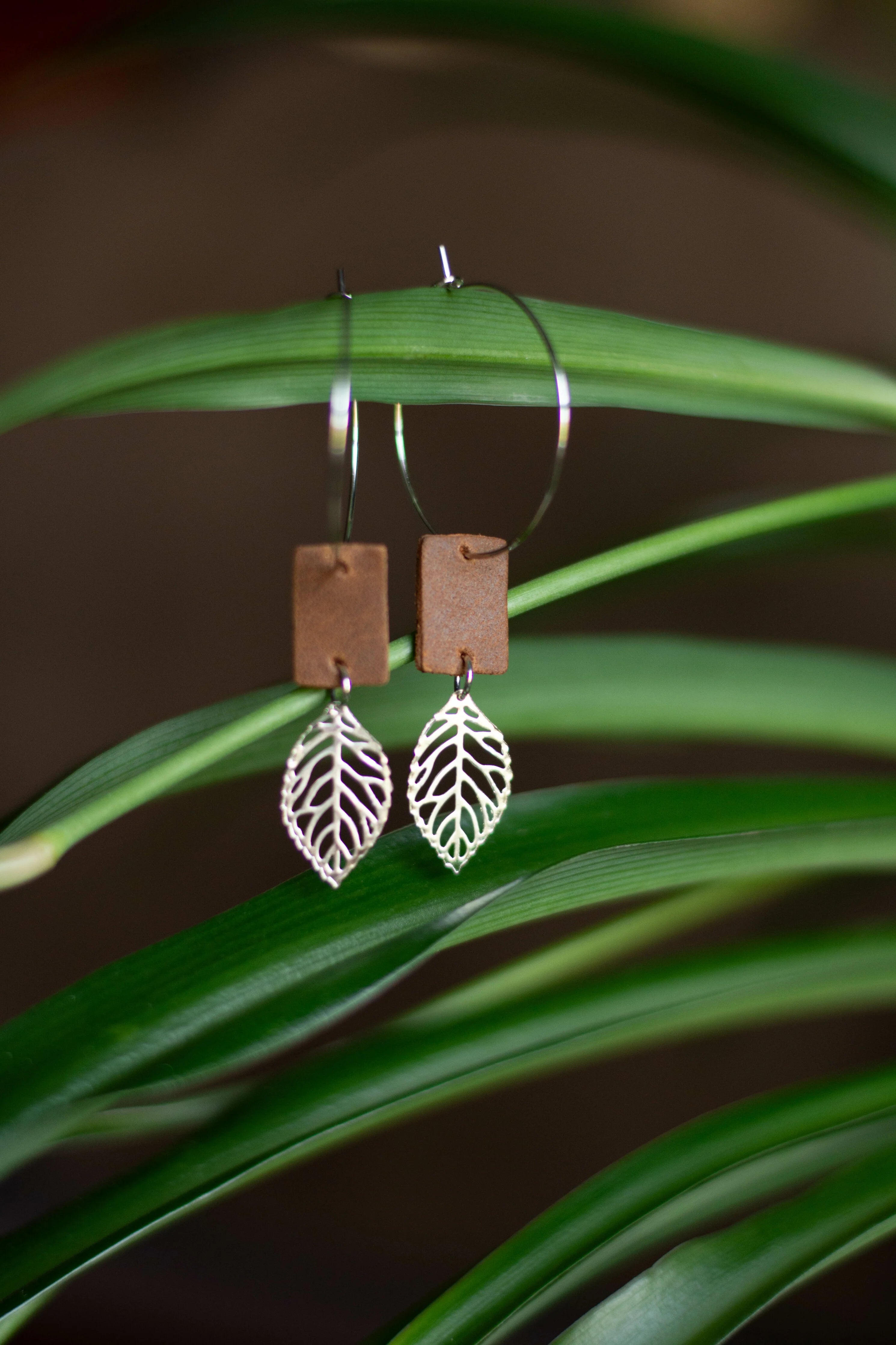 Rustic Leaf Hoop Set