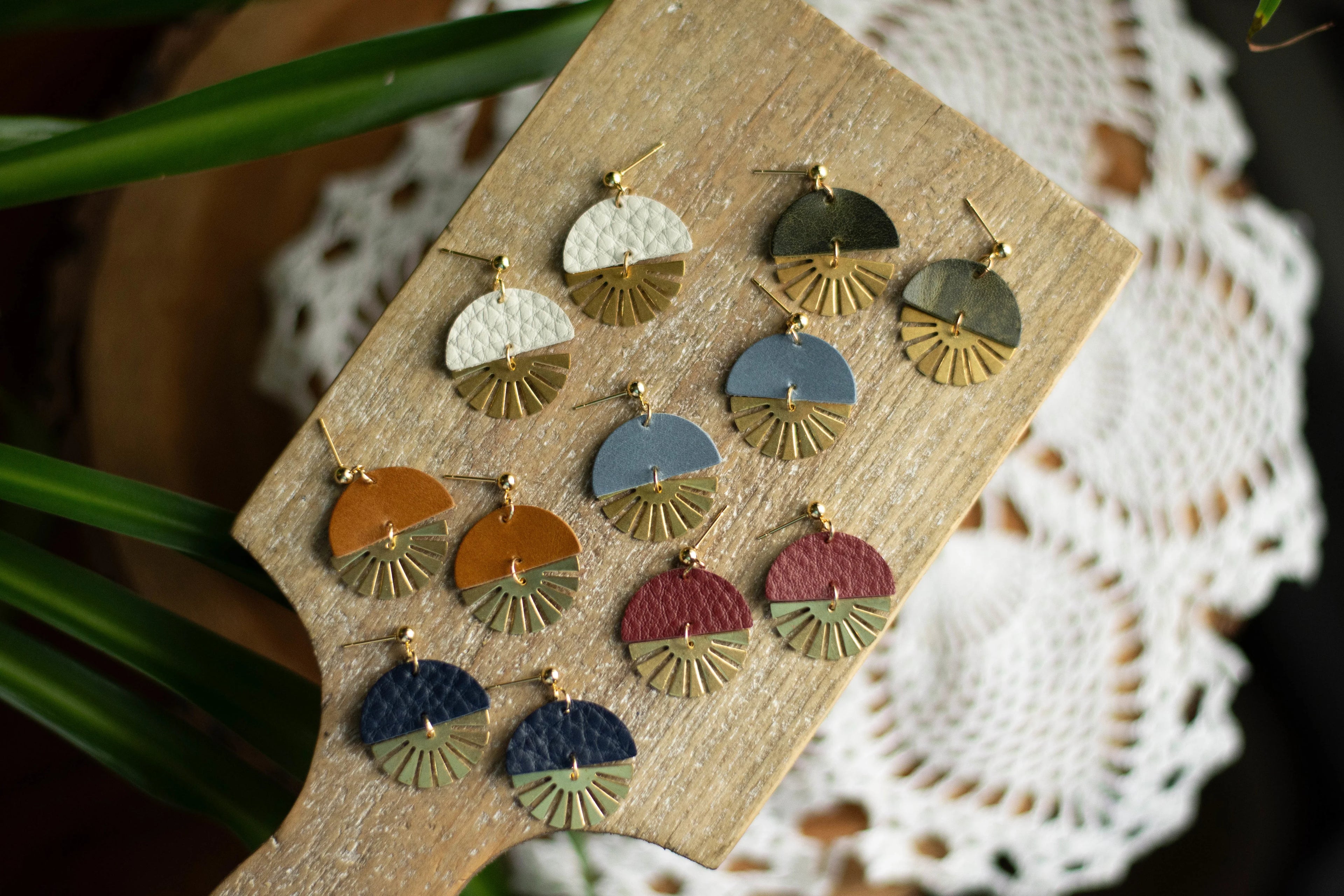 Sunbeam + Leather Earring