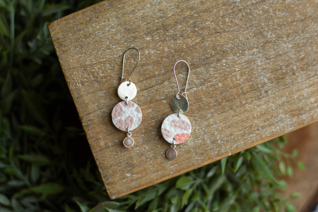 Pink Print + Peach Gemstone