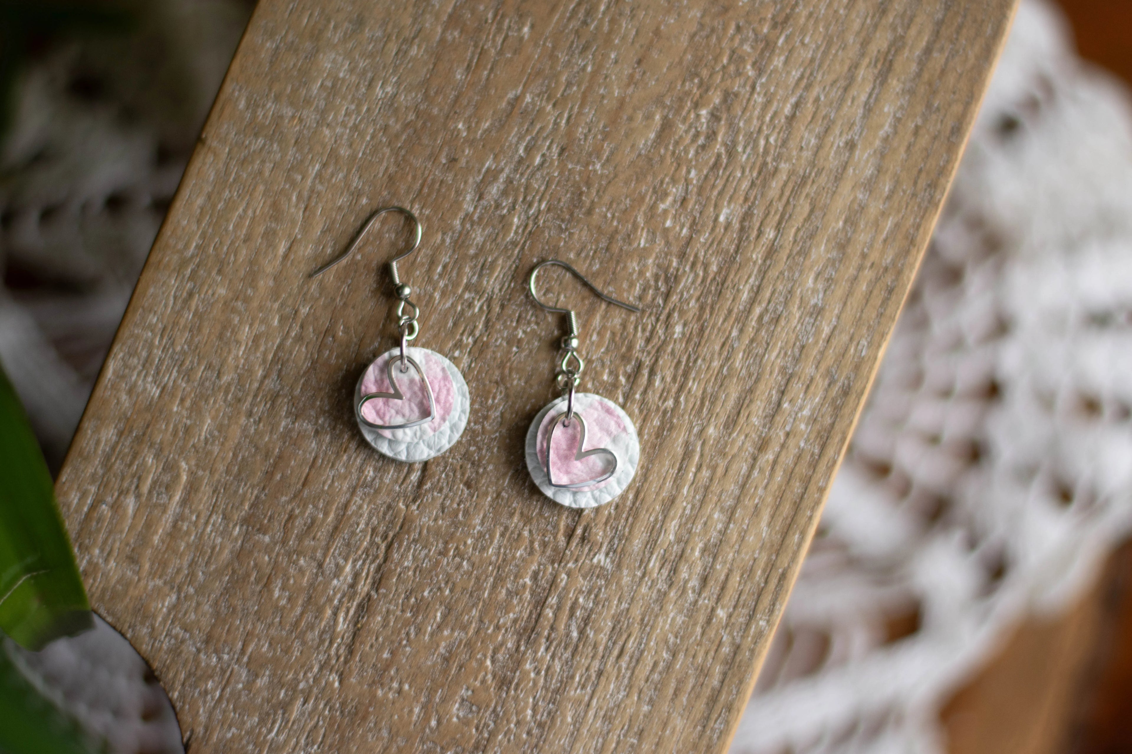 Pink Plaid Heart Dangle