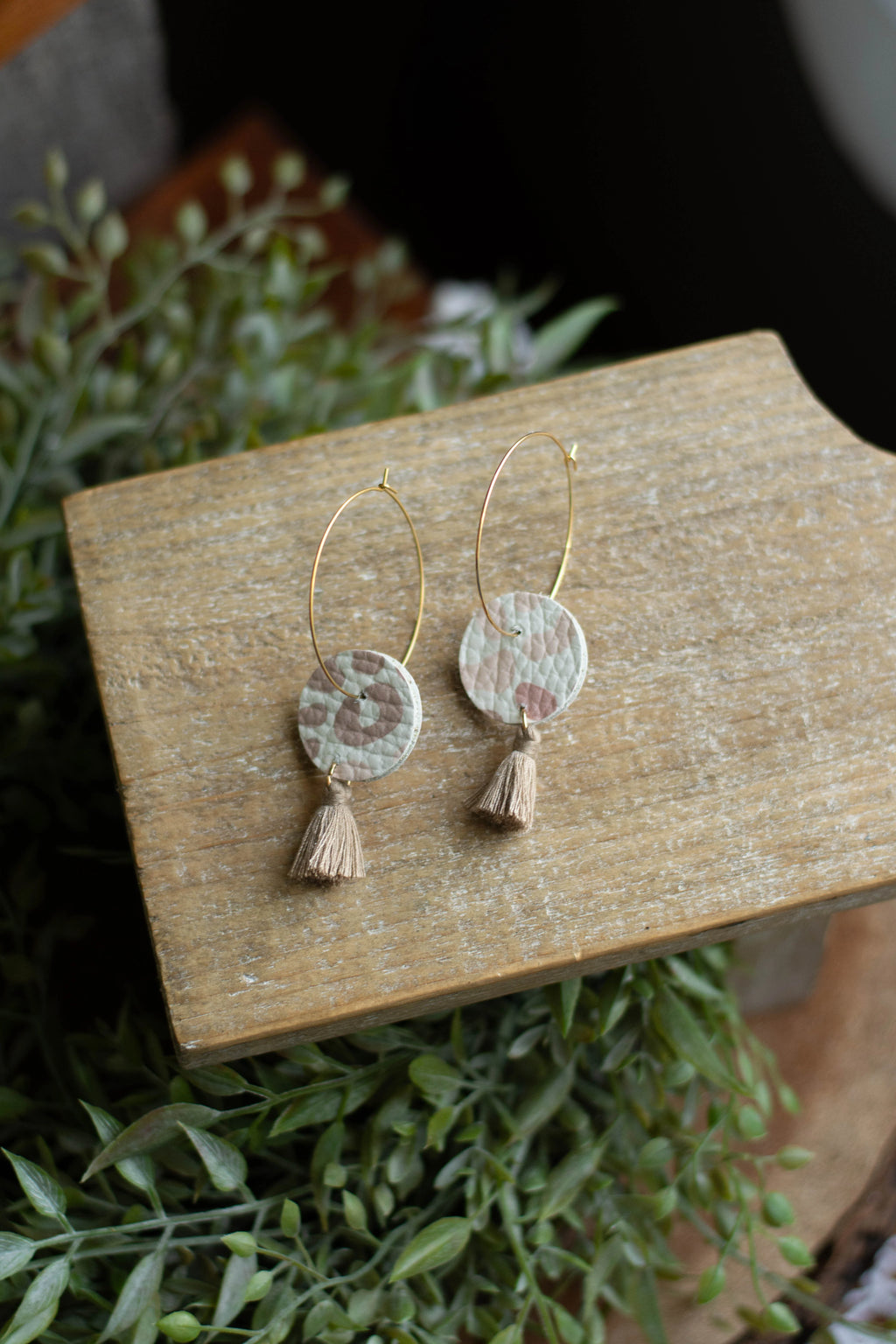 Large Hoop + Tassel Pink Print