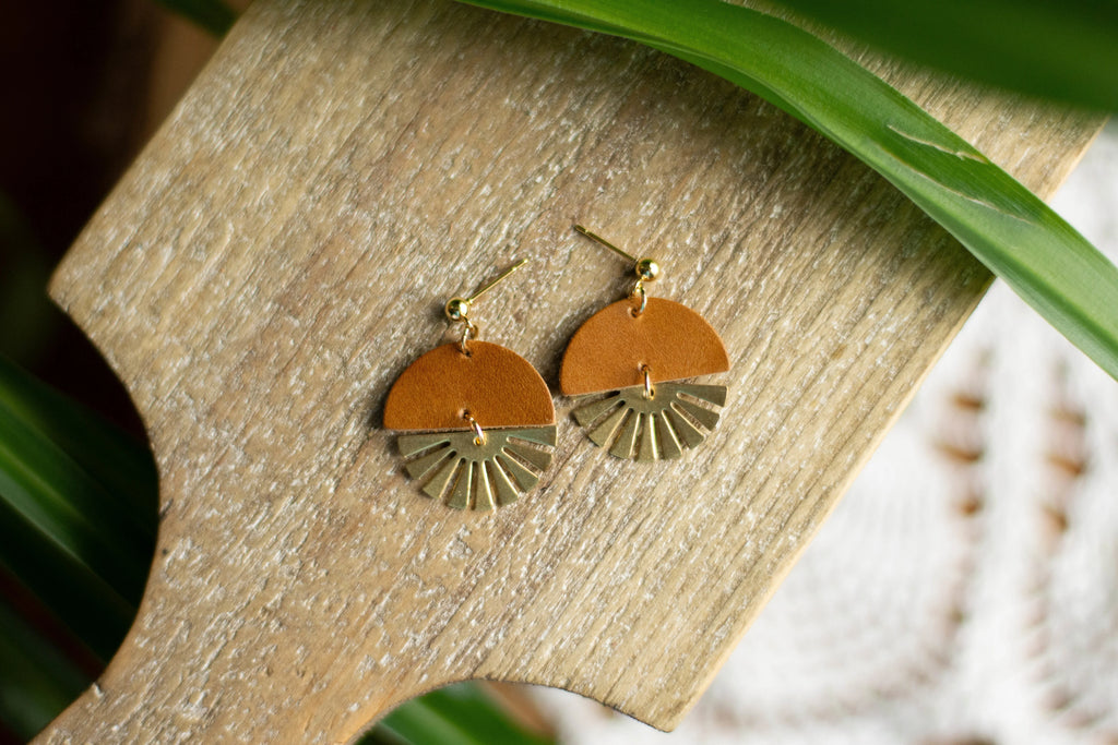 Sunbeam + Leather Earring