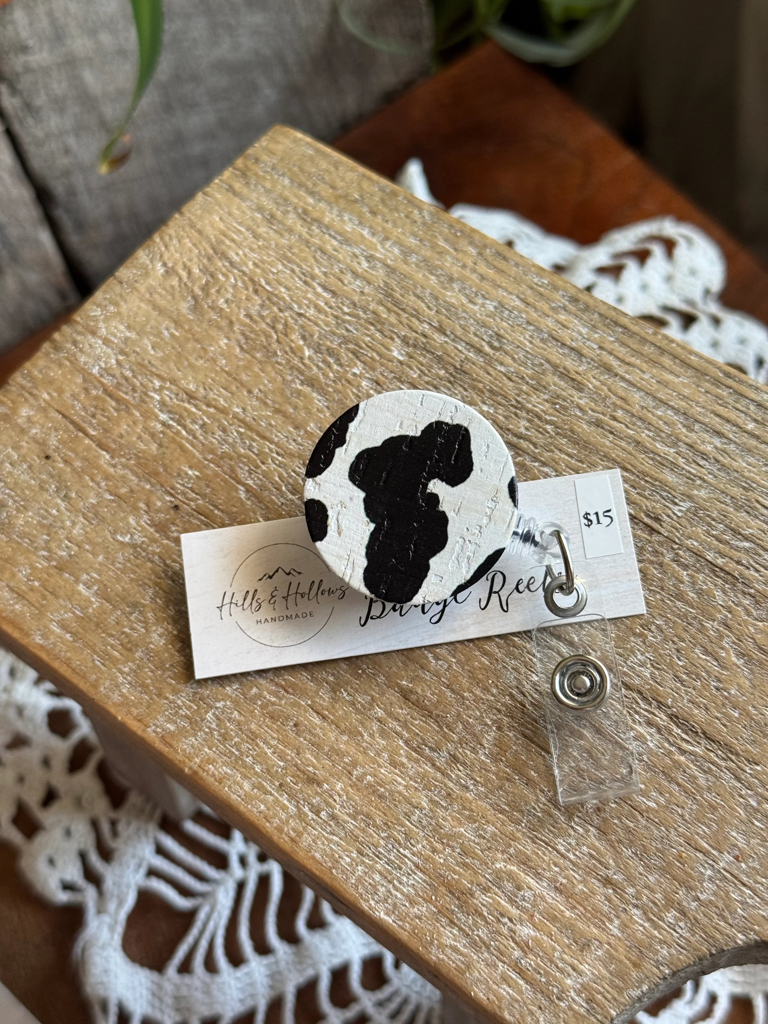 Cow Print Badge Reel