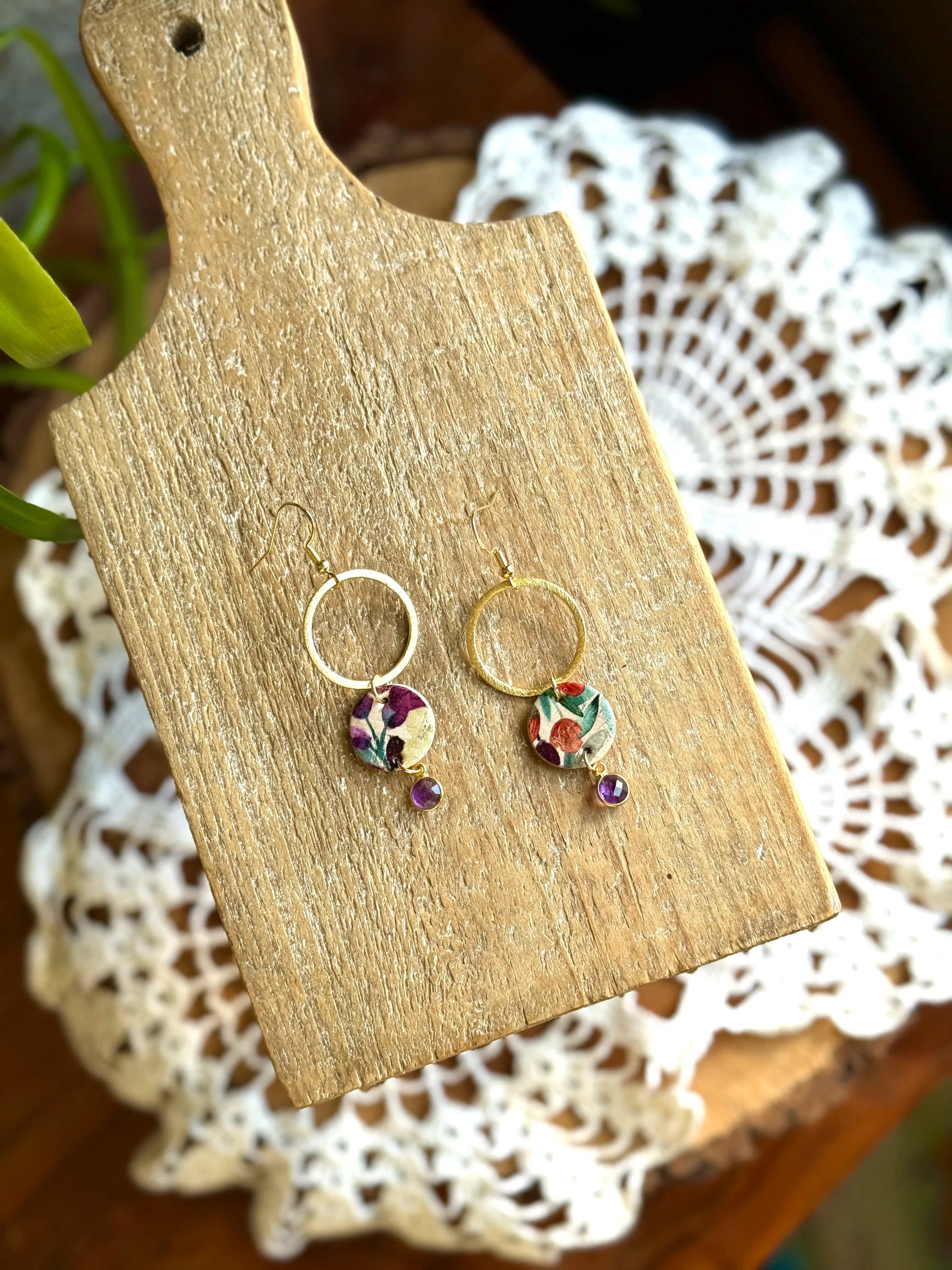 Cottage Floral Drop with Amethyst Gemstone