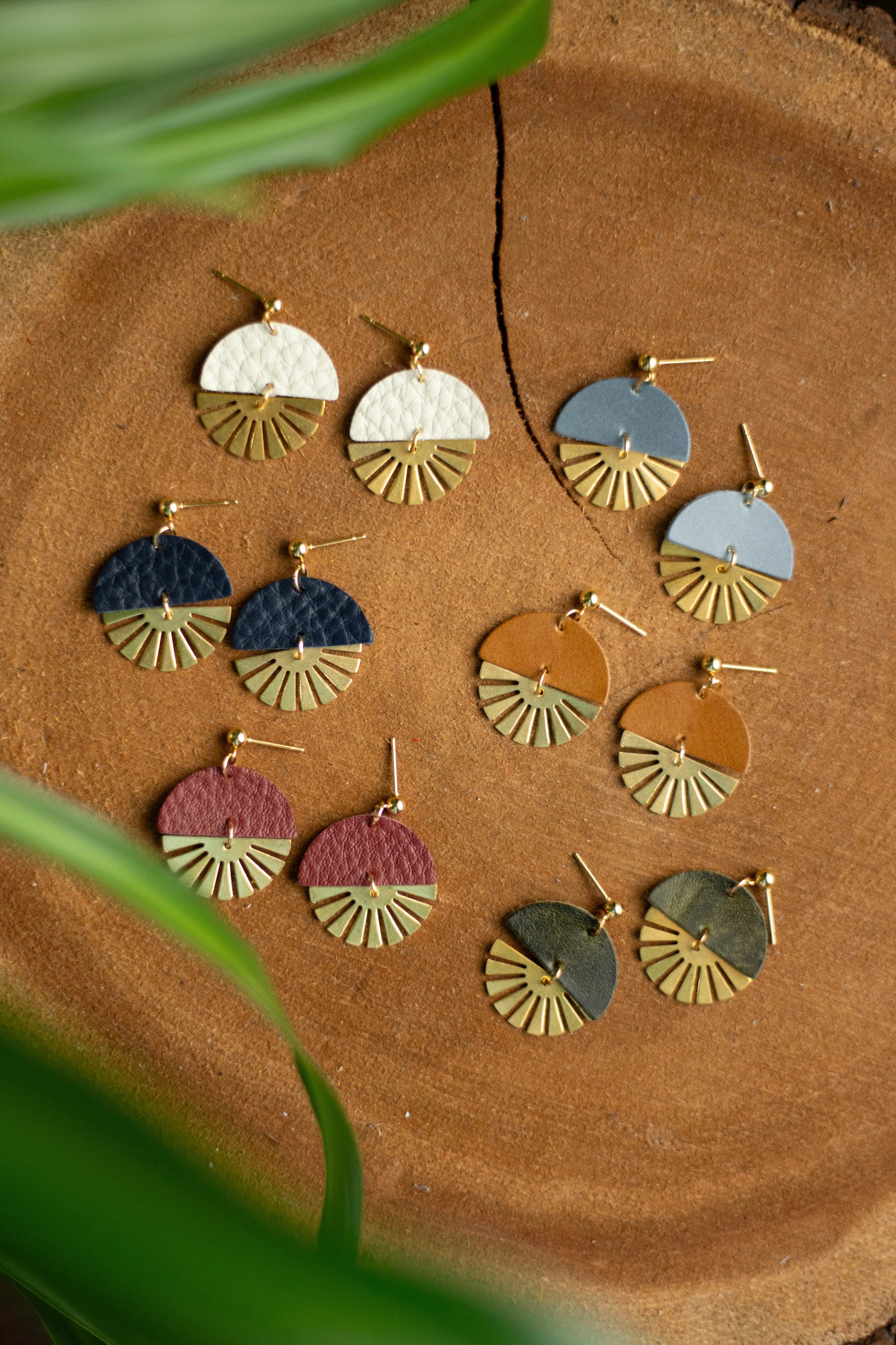 Sunbeam + Leather Earring