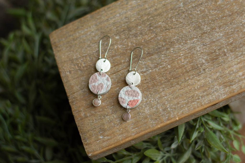 Pink Print + Peach Gemstone