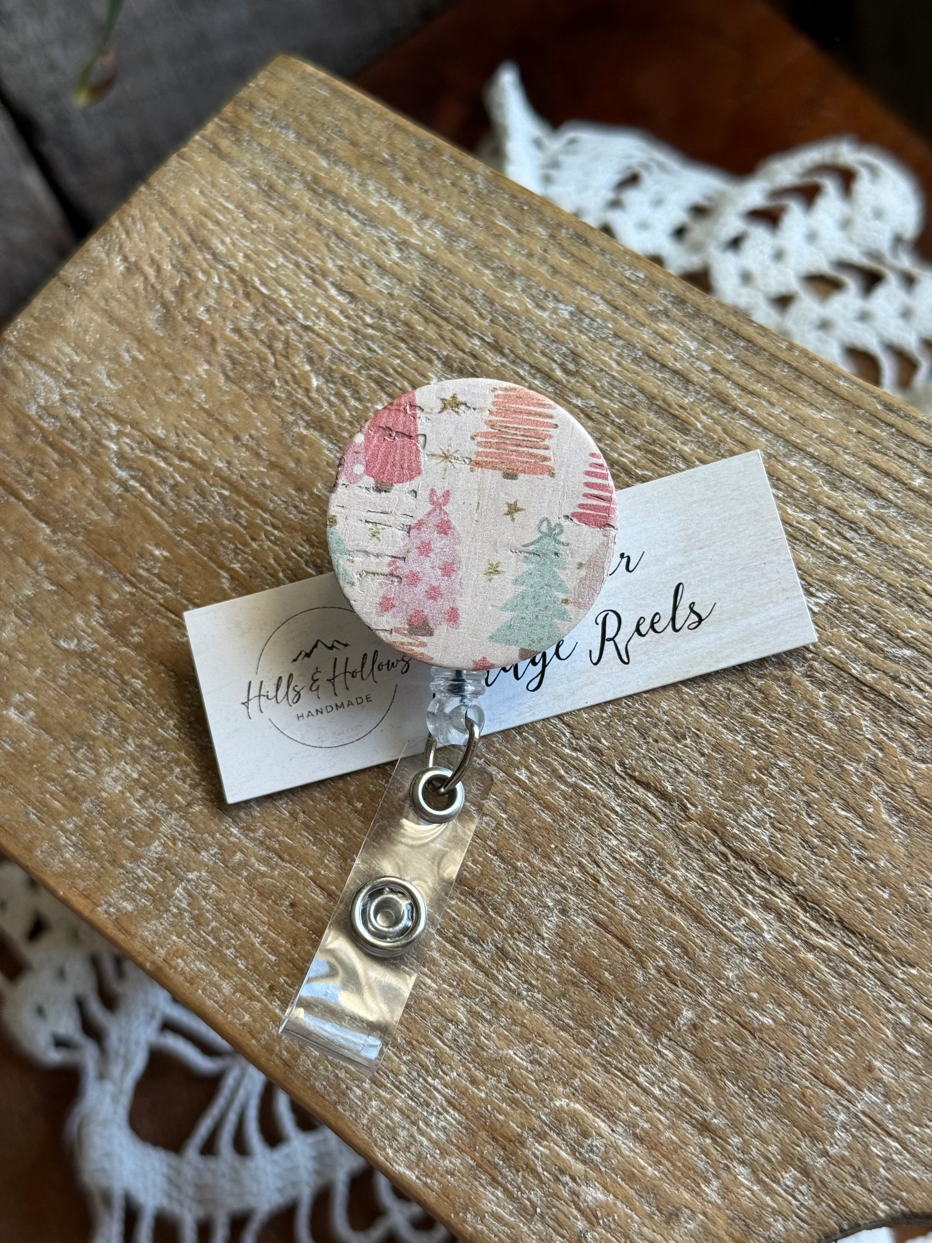Pink Trees Badge Reel
