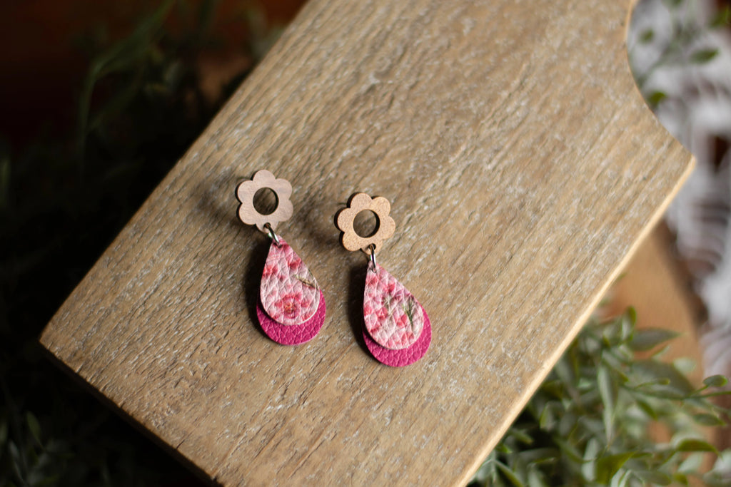 Pink Floral Teardrops