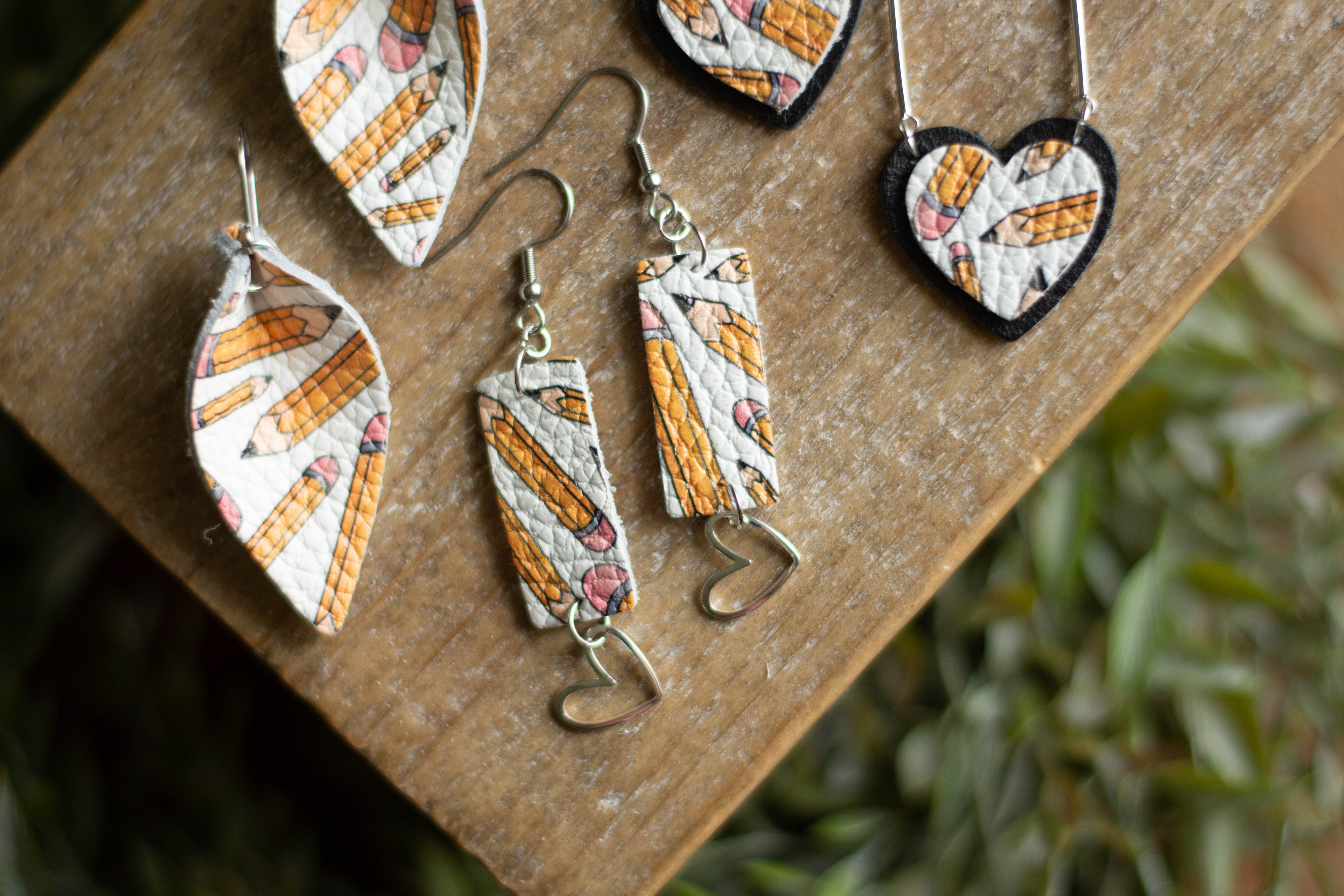 Pencil + Heart Dangle
