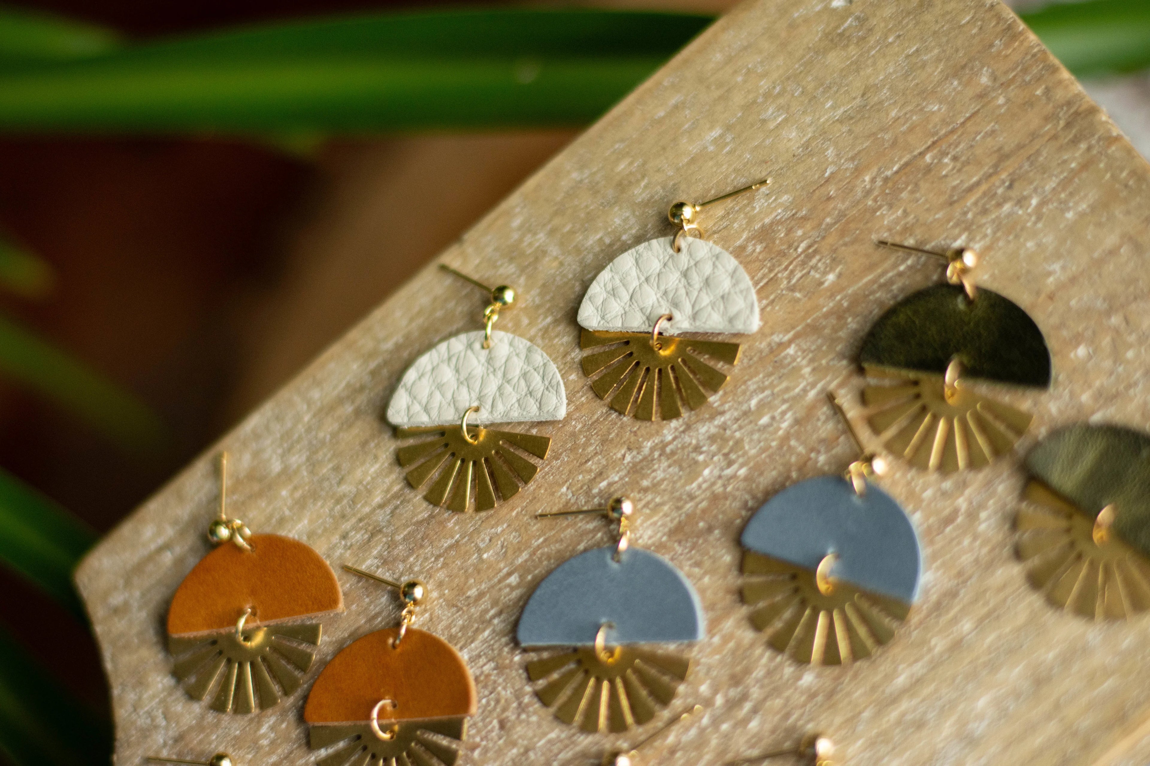Sunbeam + Leather Earring