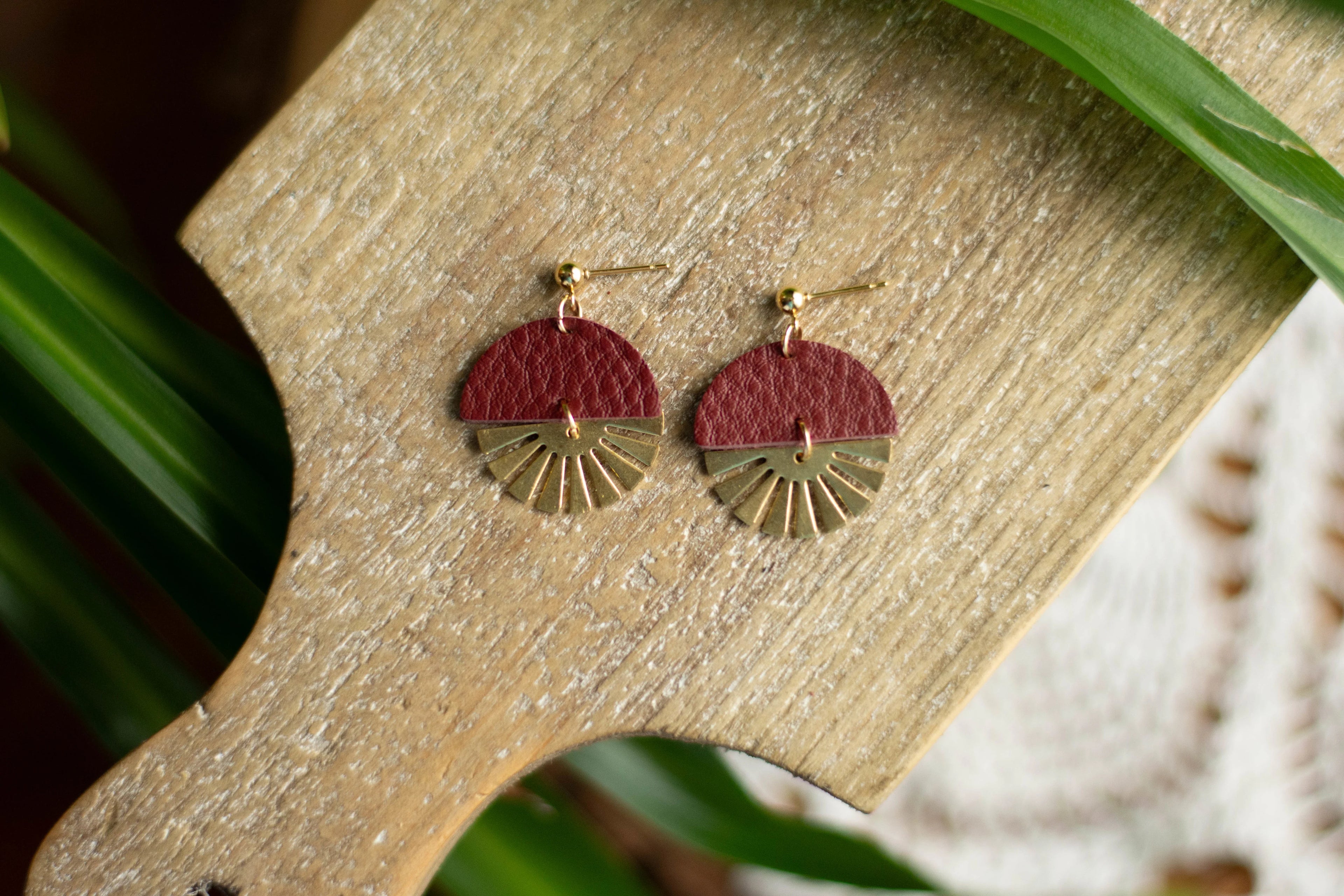 Sunbeam + Leather Earring