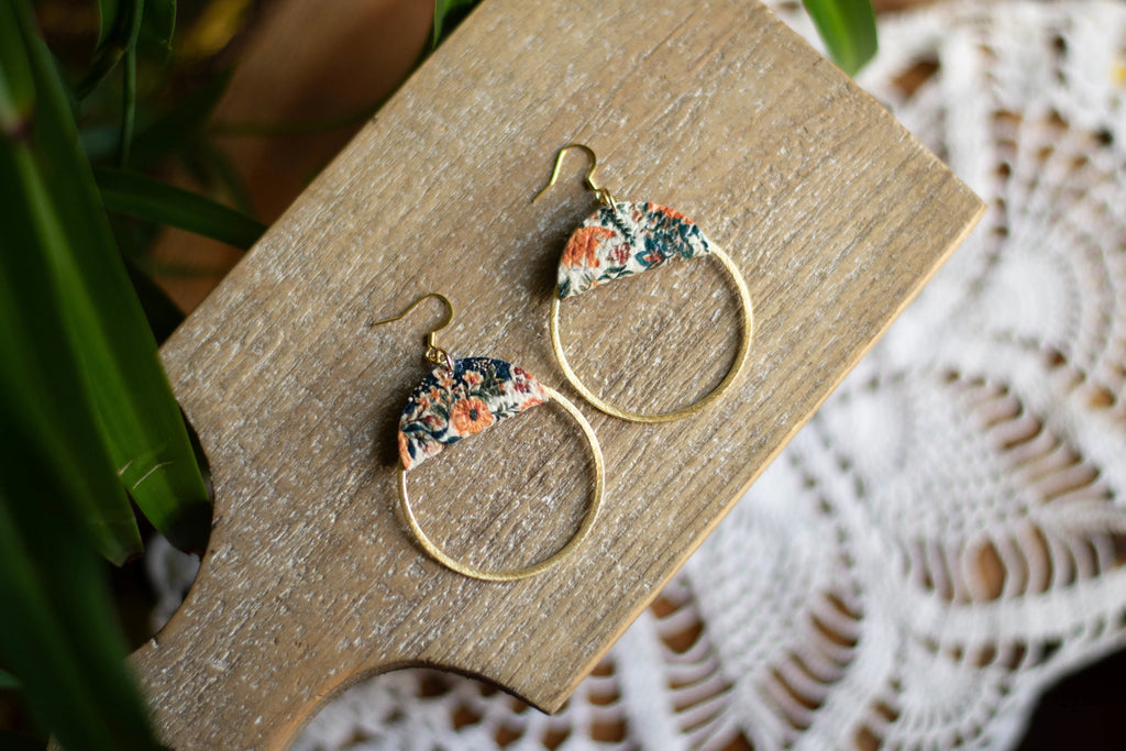 Vintage Floral Gold Hoop