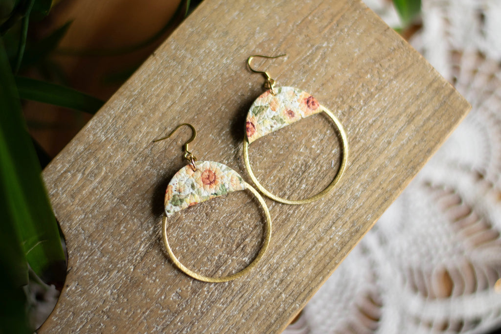 Sunflower Floral Gold Hoop