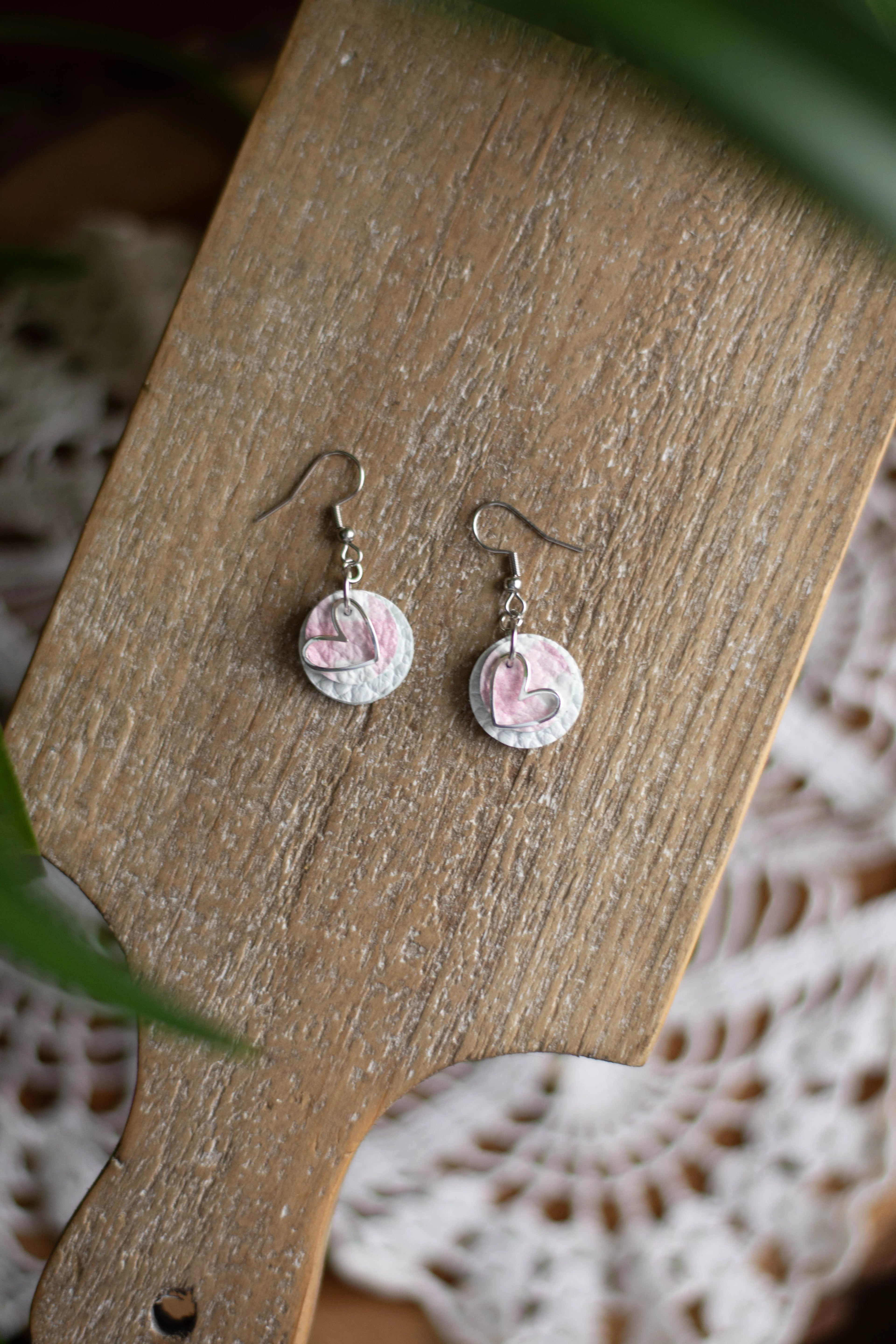 Pink Plaid Heart Dangle