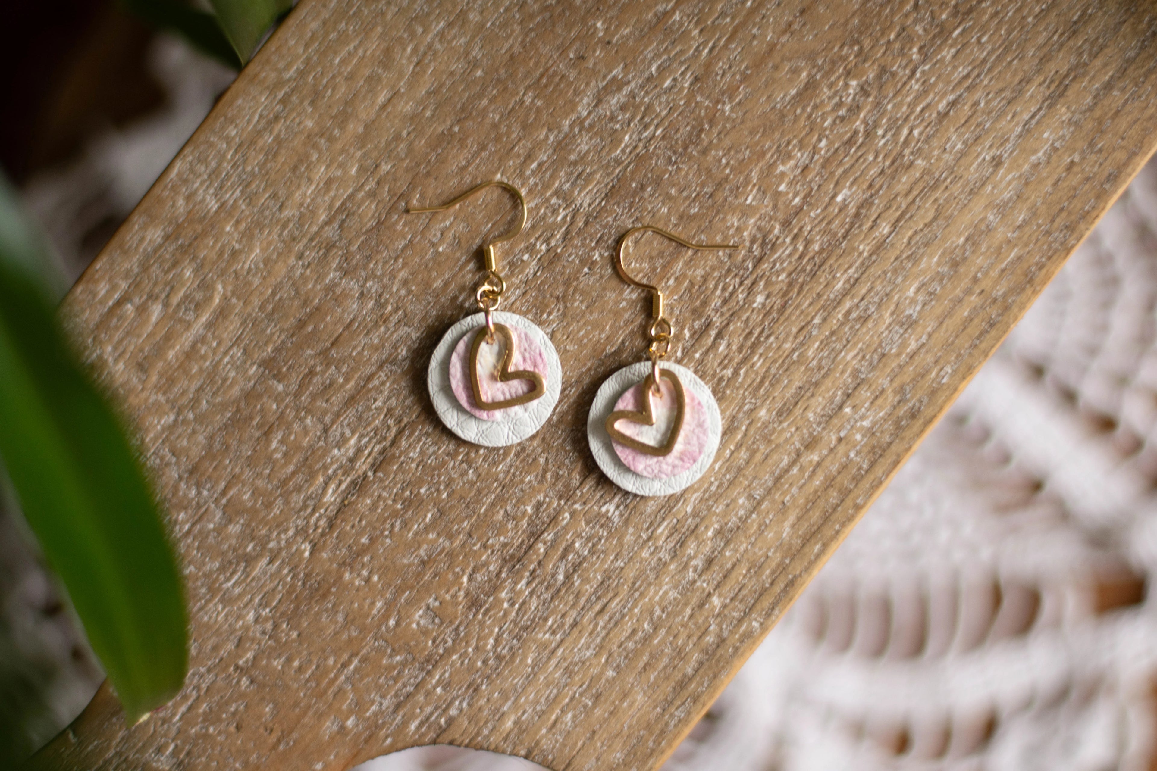 Pink Plaid Heart Dangle