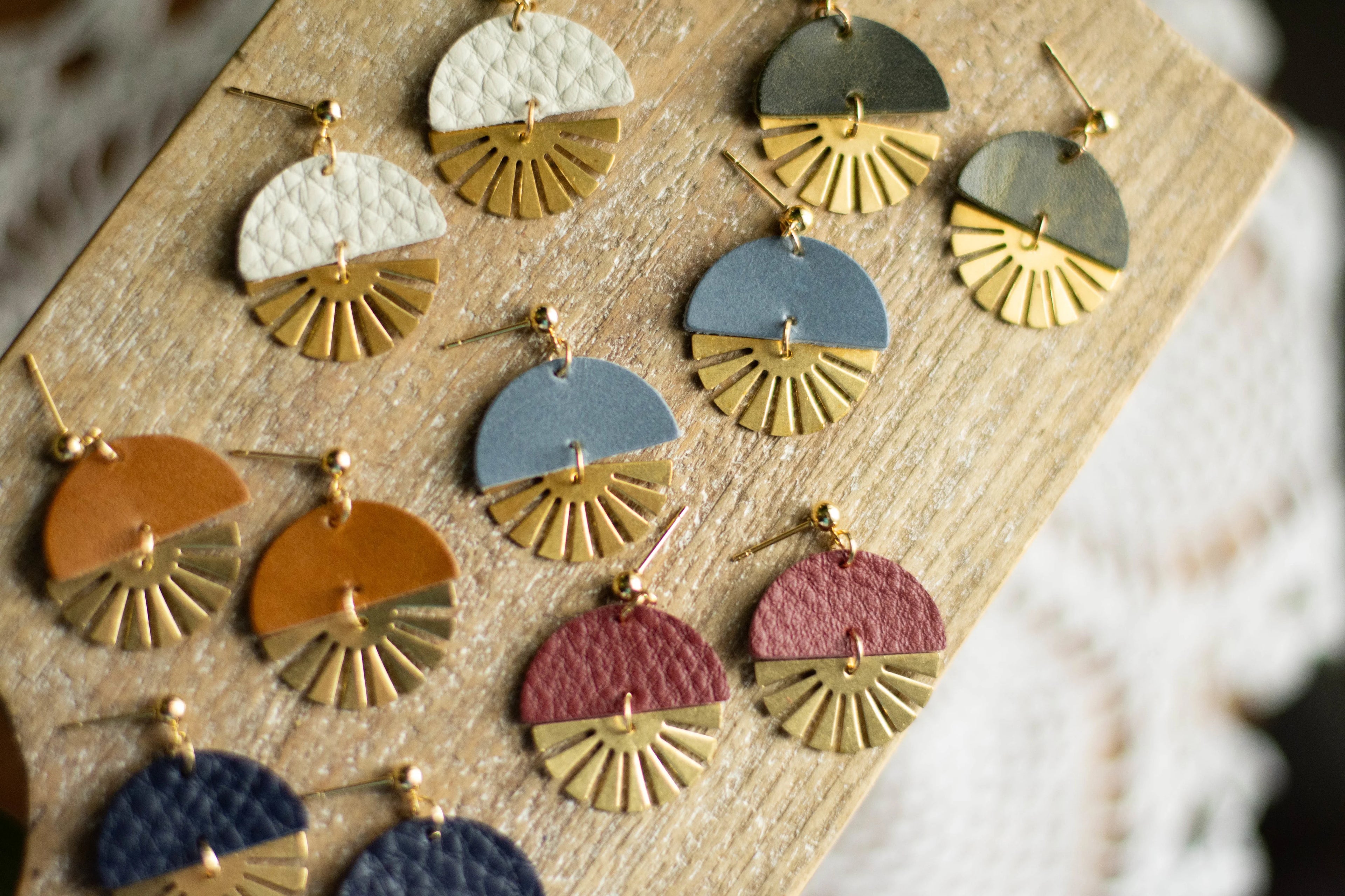 Sunbeam + Leather Earring