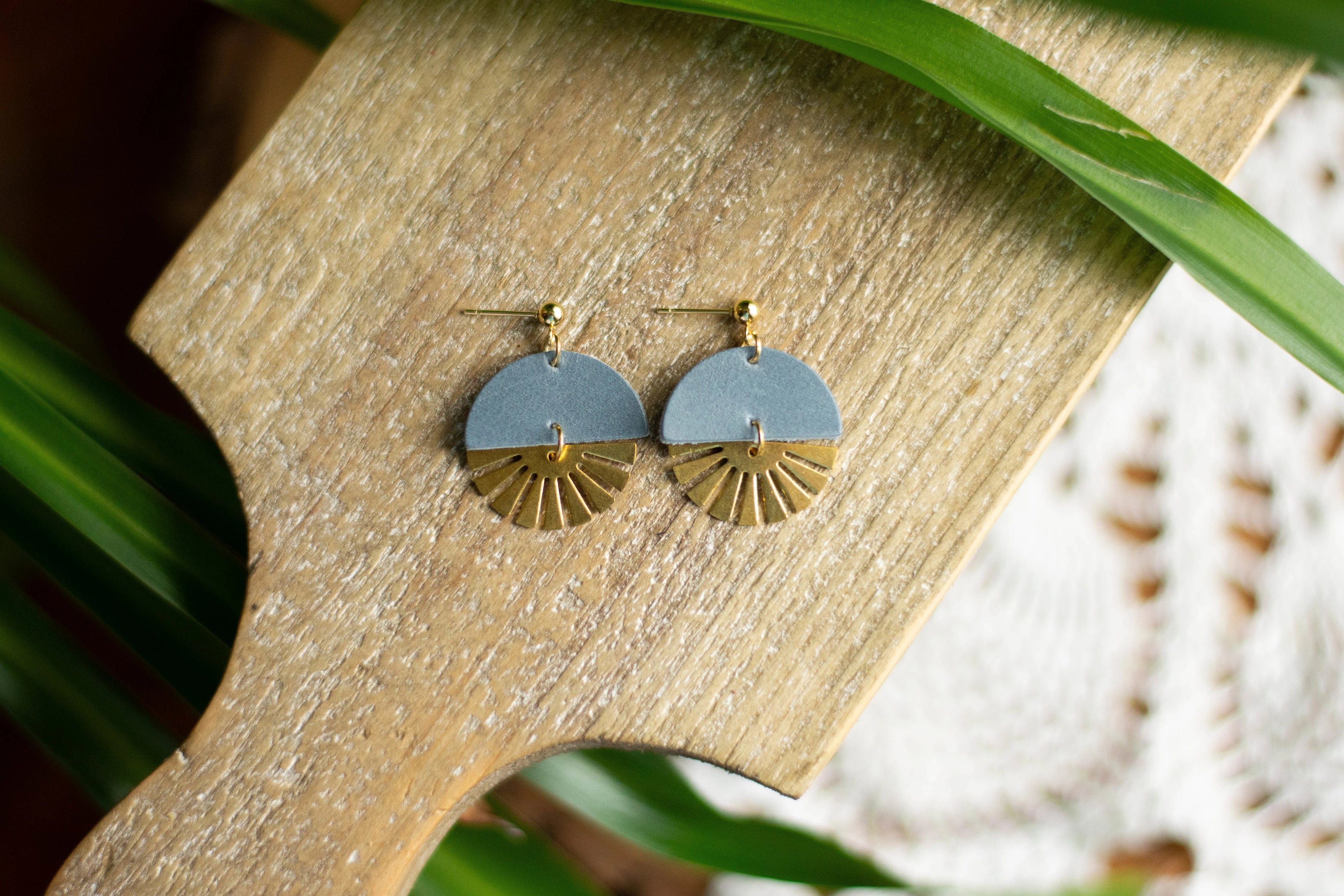 Sunbeam + Leather Earring