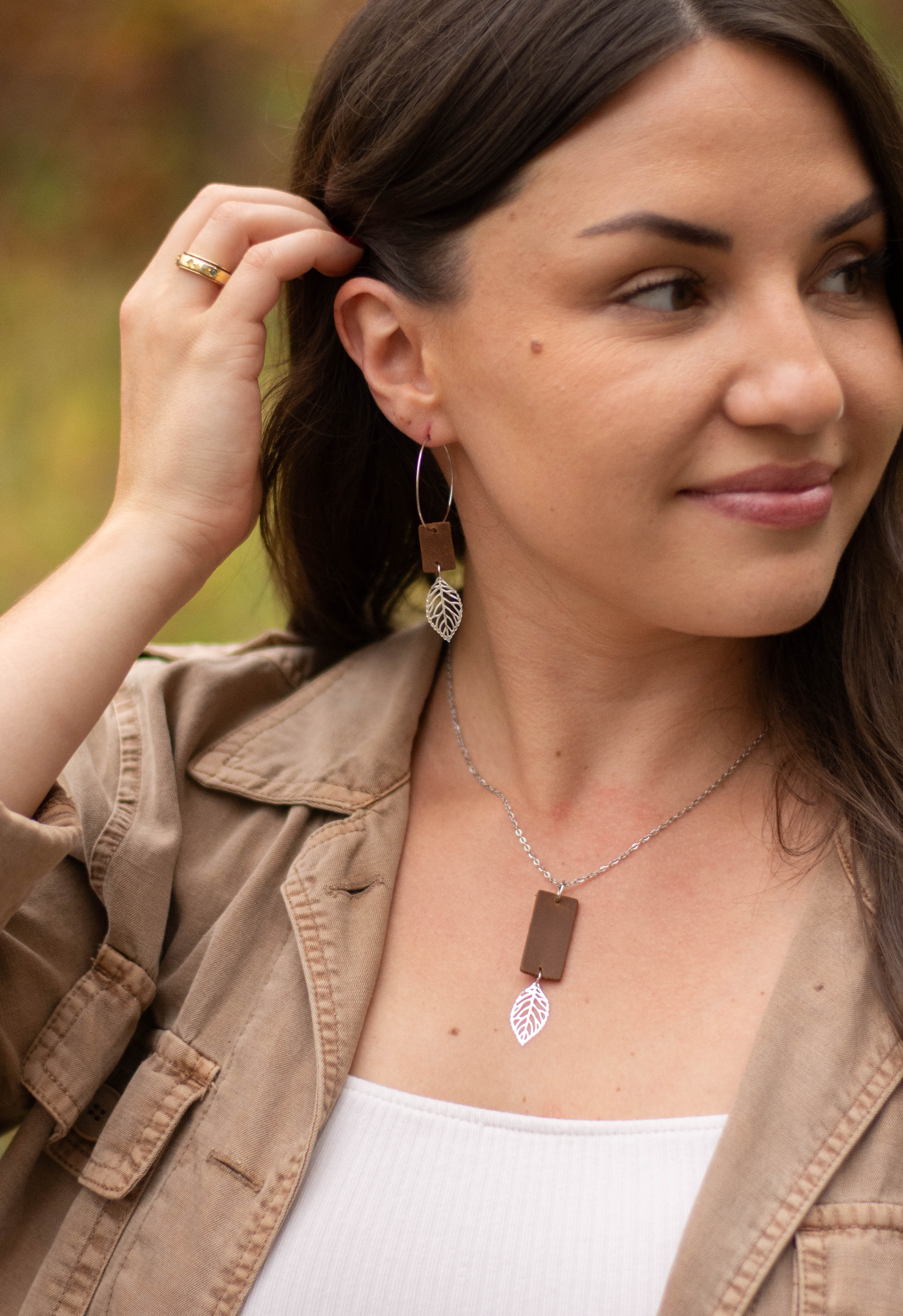Rustic Leaf Hoop Set