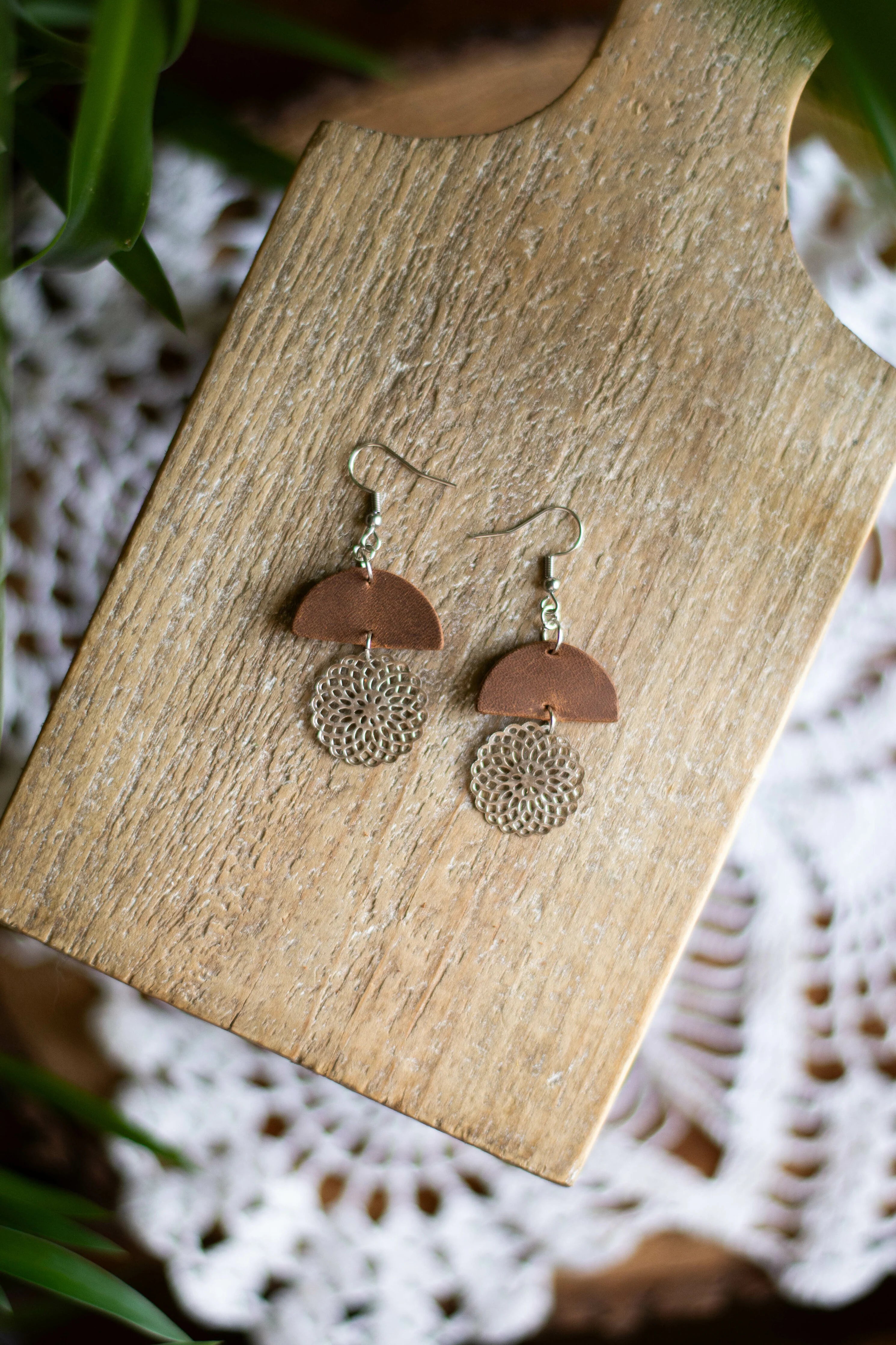 Silver Doilie Dangle Set